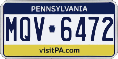 PA license plate MQV6472