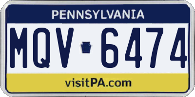 PA license plate MQV6474
