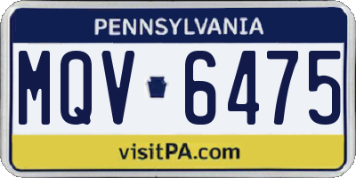 PA license plate MQV6475