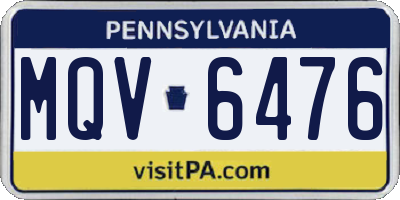 PA license plate MQV6476
