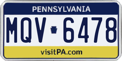 PA license plate MQV6478