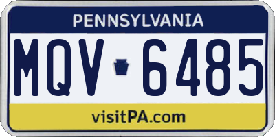 PA license plate MQV6485