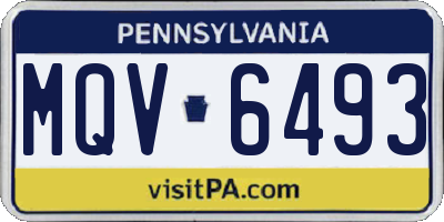 PA license plate MQV6493
