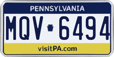 PA license plate MQV6494