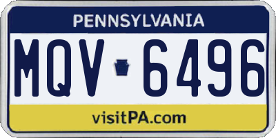PA license plate MQV6496