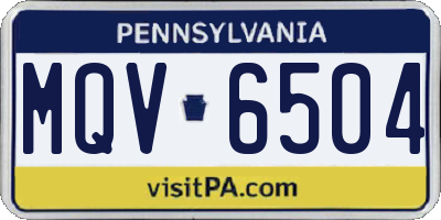 PA license plate MQV6504