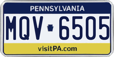 PA license plate MQV6505