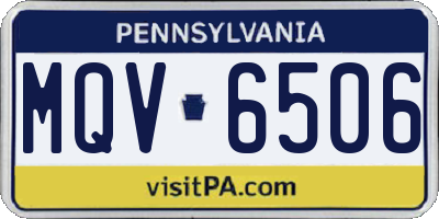 PA license plate MQV6506