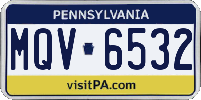 PA license plate MQV6532