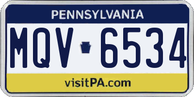 PA license plate MQV6534