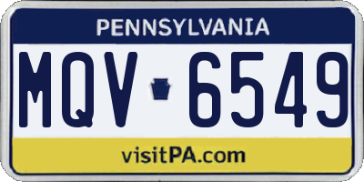 PA license plate MQV6549