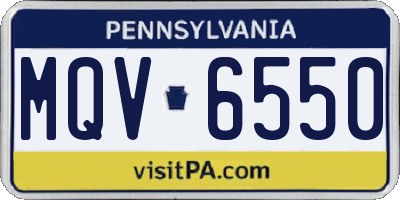 PA license plate MQV6550