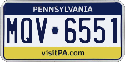 PA license plate MQV6551