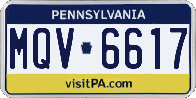PA license plate MQV6617