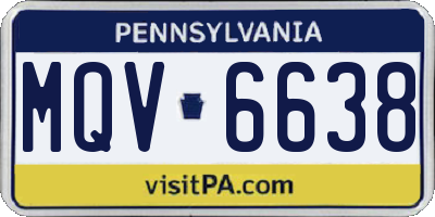 PA license plate MQV6638