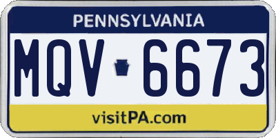PA license plate MQV6673