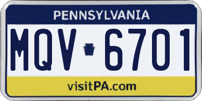 PA license plate MQV6701