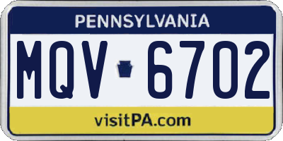 PA license plate MQV6702