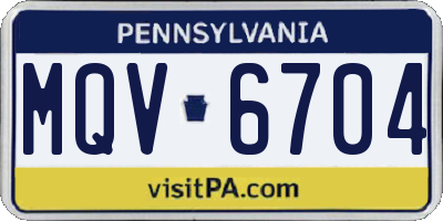 PA license plate MQV6704
