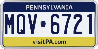 PA license plate MQV6721