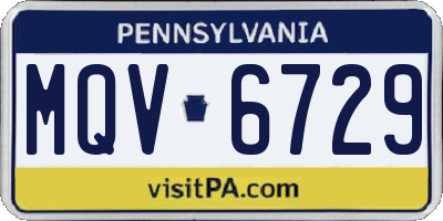 PA license plate MQV6729