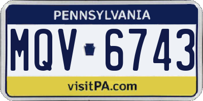 PA license plate MQV6743