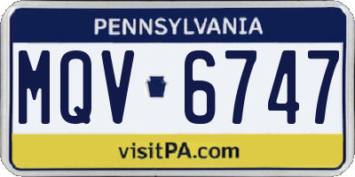PA license plate MQV6747