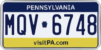 PA license plate MQV6748