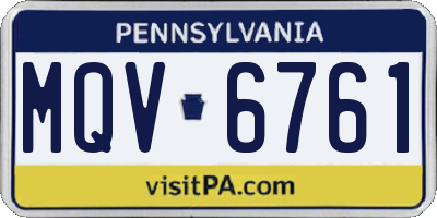 PA license plate MQV6761