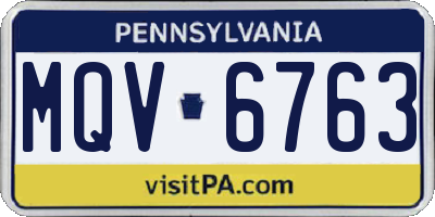 PA license plate MQV6763
