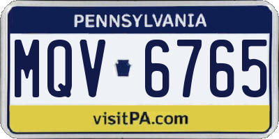 PA license plate MQV6765