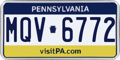PA license plate MQV6772