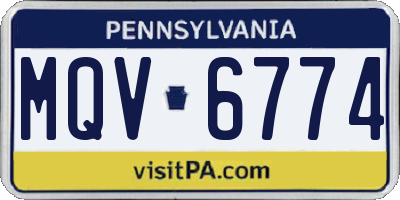 PA license plate MQV6774