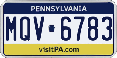 PA license plate MQV6783