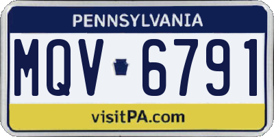 PA license plate MQV6791