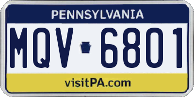 PA license plate MQV6801