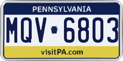 PA license plate MQV6803