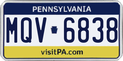 PA license plate MQV6838
