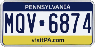 PA license plate MQV6874