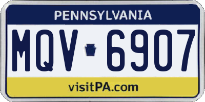 PA license plate MQV6907