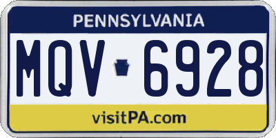 PA license plate MQV6928