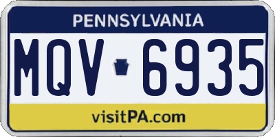 PA license plate MQV6935