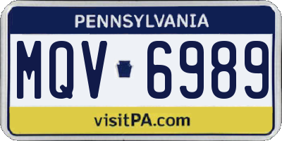 PA license plate MQV6989