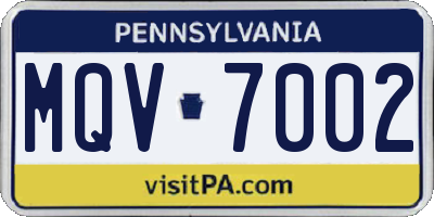 PA license plate MQV7002