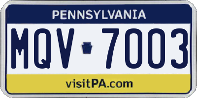 PA license plate MQV7003