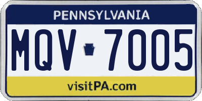 PA license plate MQV7005
