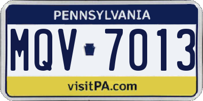 PA license plate MQV7013