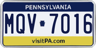 PA license plate MQV7016
