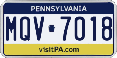 PA license plate MQV7018