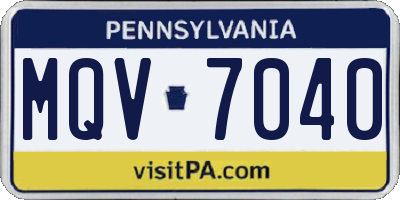 PA license plate MQV7040